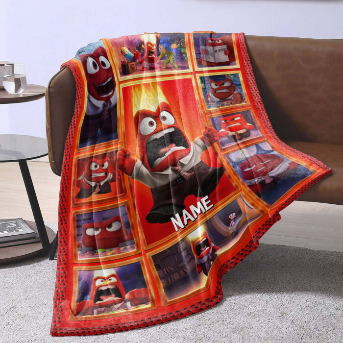 Personalized Disney Anger Inside Out Blanket, Inside Out 2 Movie 2024, Custom name Anger Blanket - Image 2