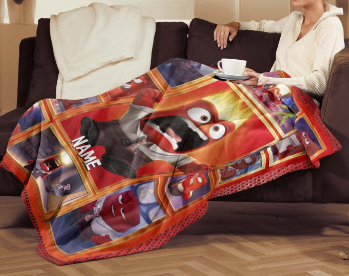 Personalized Disney Anger Inside Out Blanket, Inside Out 2 Movie 2024, Custom name Anger Blanket - Image 3