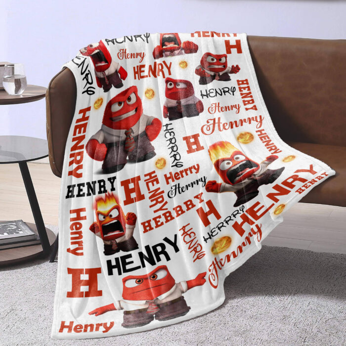 Personalized Disney Anger Inside Out Blanket, Inside Out 2 Movie 2024, Custom name Anger Blanket - Image 2
