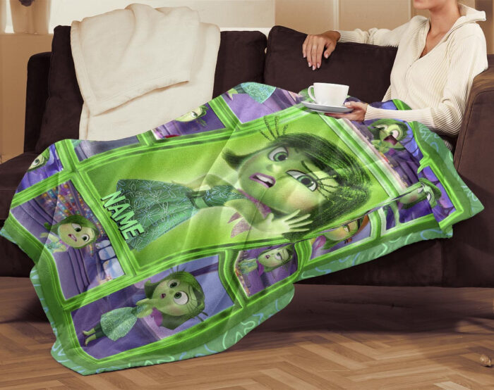 Personalized Disney Disgust Inside Out Blanket, Inside Out 2 Movie 2024, Custom name Disgust Blanket - Image 2