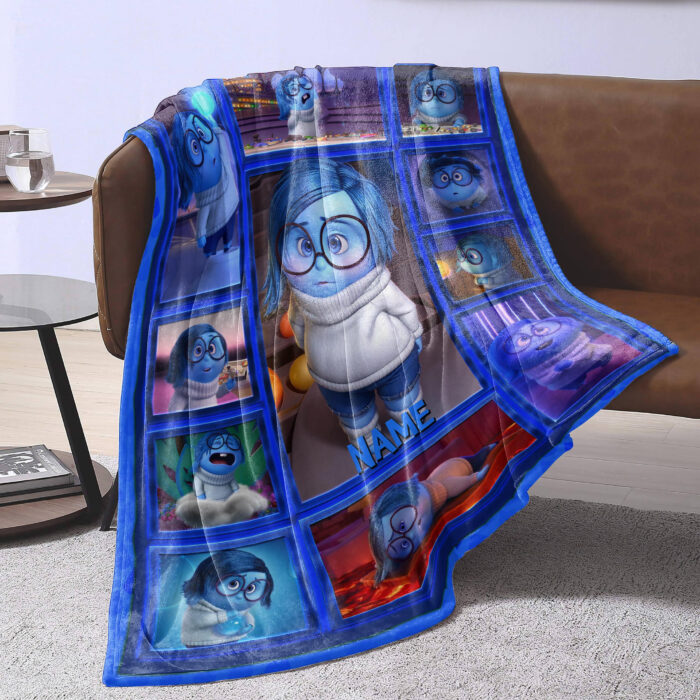 Personalized Disney Sadness Inside Out Blanket, Inside Out 2 Movie 2024, Custom name Sadness Blanket - Image 3