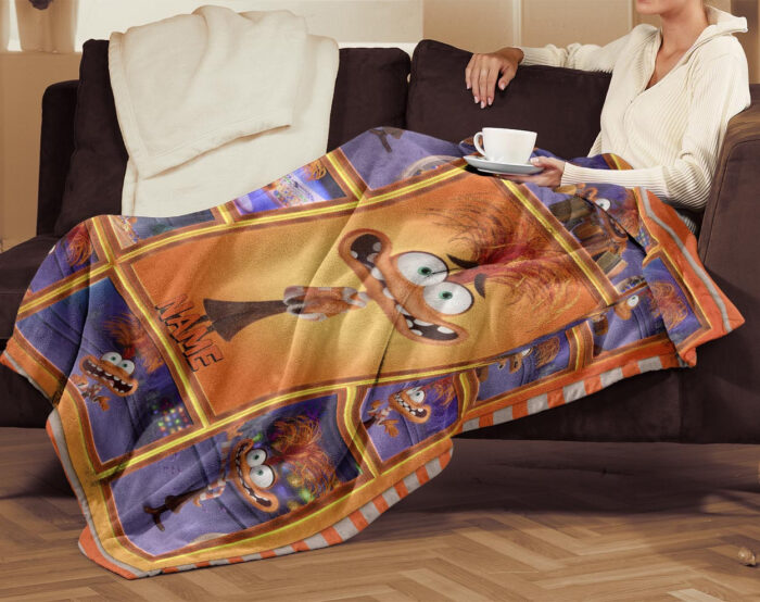 Personalized Disney Anxiety Inside Out Blanket, Inside Out 2 Movie 2024, Custom name Anxiety Blanket - Image 2