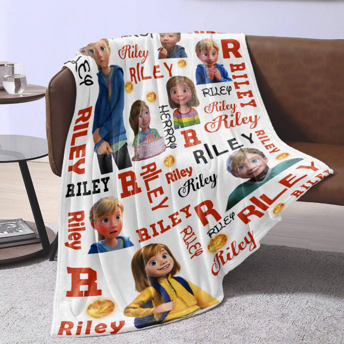 Personalized Disney Riley Inside Out Blanket, Inside Out 2 Movie 2024, Custom name Riley Blanket - Image 3