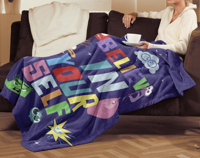 Personalized Disney Inside Out 2 Blanket, Believe In Yourself, Custom Name Blanket - Image 2