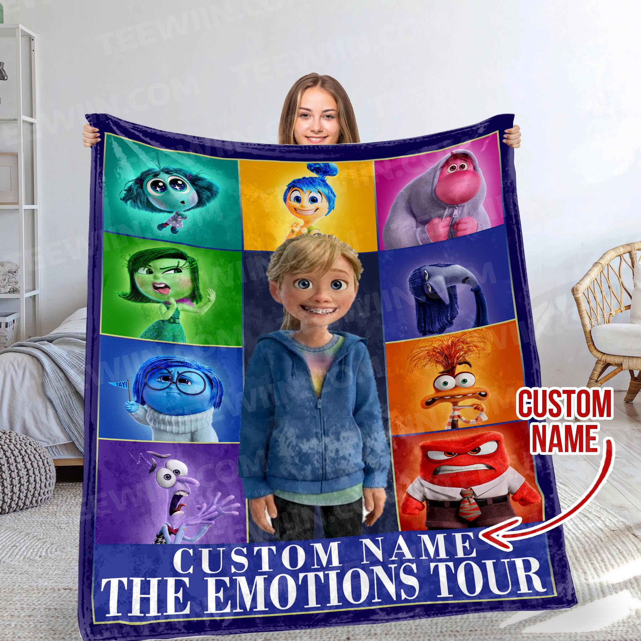 1720432884000.jpg Personalized Disney Inside Out 2 Blanket, The Emotions Tour, Custom Name Blanket - Image 1