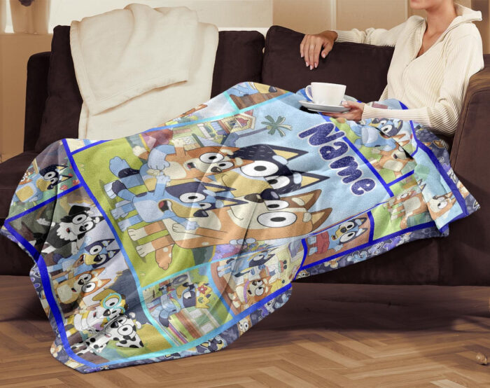Personalized Bluey Family Blanket, Blueytv Blanket, Custom Name Blanket - Image 3