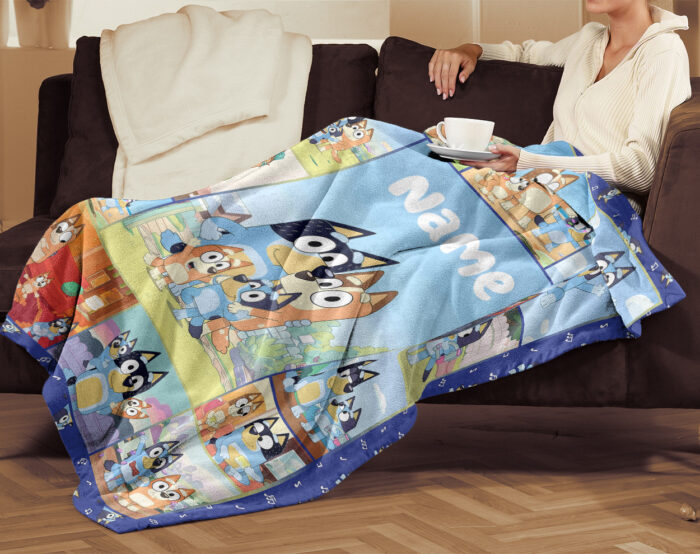 Personalized Bluey Family Blanket, Blueytv Blanket, Custom Name Blanket - Image 2