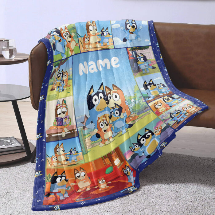 Personalized Bluey Family Blanket, Blueytv Blanket, Custom Name Blanket - Image 3