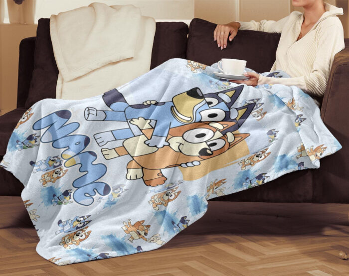 Personalized Bluey Family Blanket, Blueytv Blanket, Custom Name Blanket - Image 2