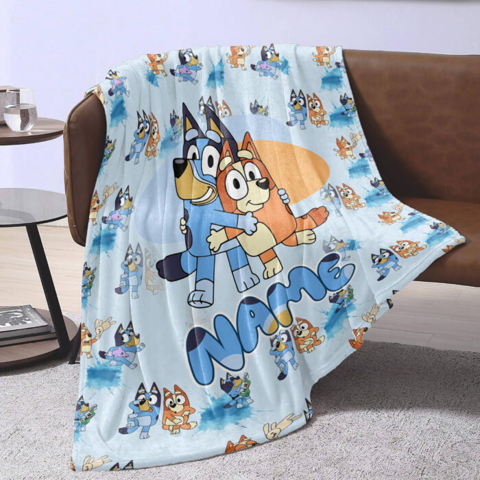 Personalized Bluey Family Blanket, Blueytv Blanket, Custom Name Blanket - Image 3