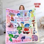 Personalized Disney Inside Out 2 Blanket, It's Okay To Feel All The Feels, Custom Name Blanket