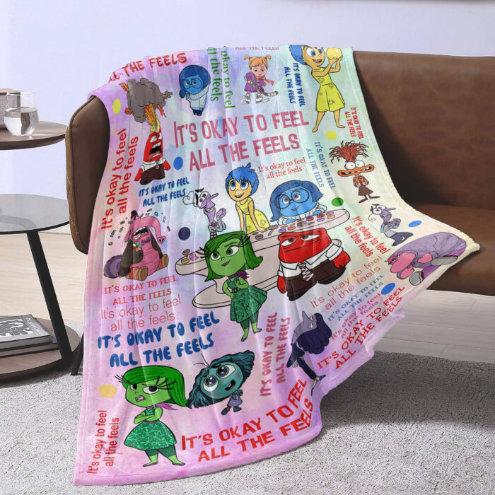 Personalized Disney Inside Out 2 Blanket, It's Okay To Feel All The Feels, Custom Name Blanket - Image 3