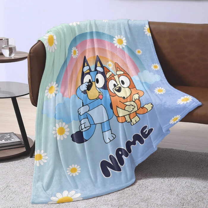 Personalized Bluey Blanket, Bluey Family Soft Cozy Fleece Blankets, Bluey Birthday Blanket, Bluey Family Blanket for Kid - Image 3