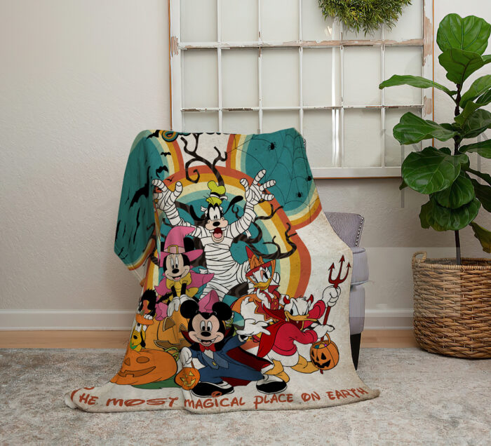 Personalized Vintage Walt Disney World Halloween Blanket, Custom Name Disney Characters Blanket - Image 2