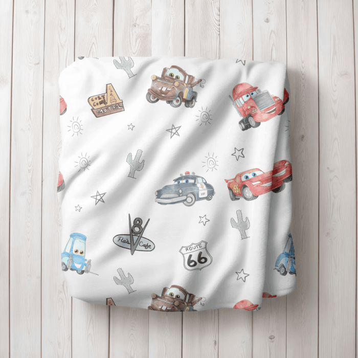 Route 66 Cars Blanket, Kids blanket, Lightning McQueen Blanket, Custom Name Blanket - Image 2