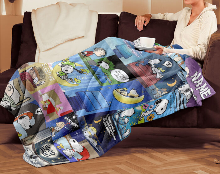 Personalized Snoopy The Peanuts, Custom Name Snoopy Blanket, Baby Shower Blanket - Image 2