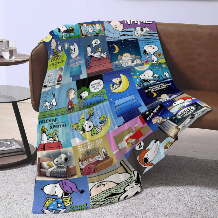 Personalized Snoopy The Peanuts, Custom Name Snoopy Blanket, Baby Shower Blanket - Image 3