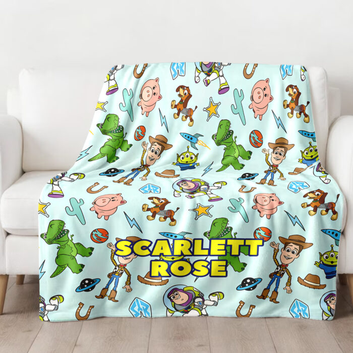 Personalized Toy Story Blanket, Custom Name Buzz Lightyear Blanket, Disney Baby Shower Blanket - Image 2