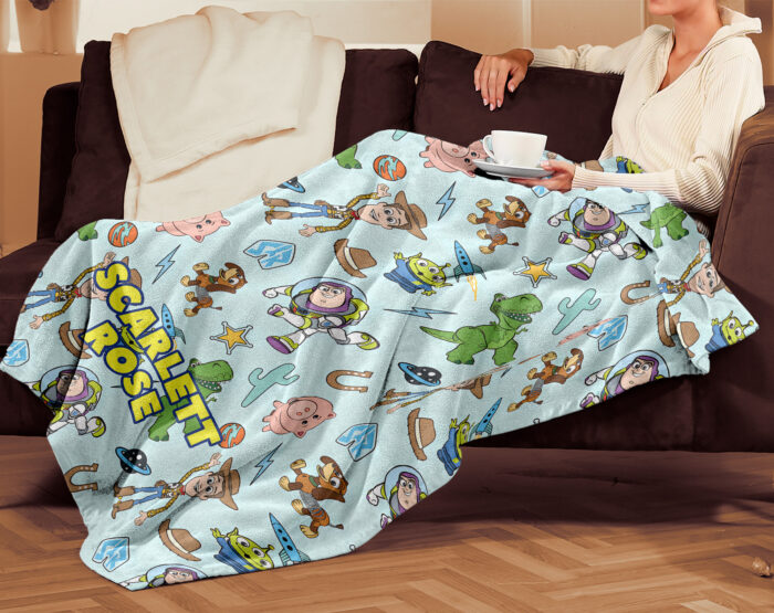 Personalized Toy Story Blanket, Custom Name Buzz Lightyear Blanket, Disney Baby Shower Blanket - Image 3