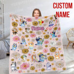 Personalized Bluey Blanket, Bluey Family Soft Blankets, Bluey and Bingo Birthday Blanket, Bluey Family Blanket for Kid