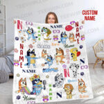 Personalized Bluey Blanket, Bluey Family Soft Blankets, Bluey and Bingo Birthday Blanket, Bluey Family Blanket for Kid