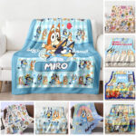 Personalized Bluey Blanket, Bluey Family Soft Blankets, Bluey and Bingo Birthday Blanket, Bluey Family Blanket for Kid