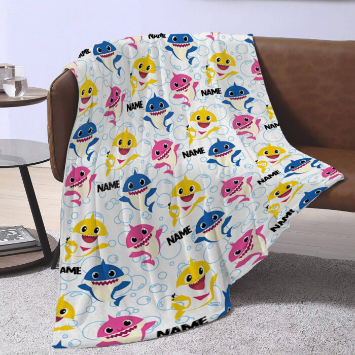 Personalized Baby Shark Do Do Do Blanket, Custom Name Shark Blanket, Baby Shower Gift, Birthday - Image 2