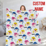Personalized Baby Shark Do Do Do Blanket, Custom Name Shark Blanket, Baby Shower Gift, Birthday