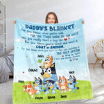 Personalized Bluey Daddy’s Blanket, Bluey Family Soft Blankets, Bluey and Bingo Birthday Blanket, Bluey Family Blanket for Kid - Image 2