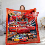 Lightning McQueen Blanket, Customized Name Disney Cars Blanket, Custom Name Blanket, Car Fleece Mink Sherpa Blanket, Magic Kingdom