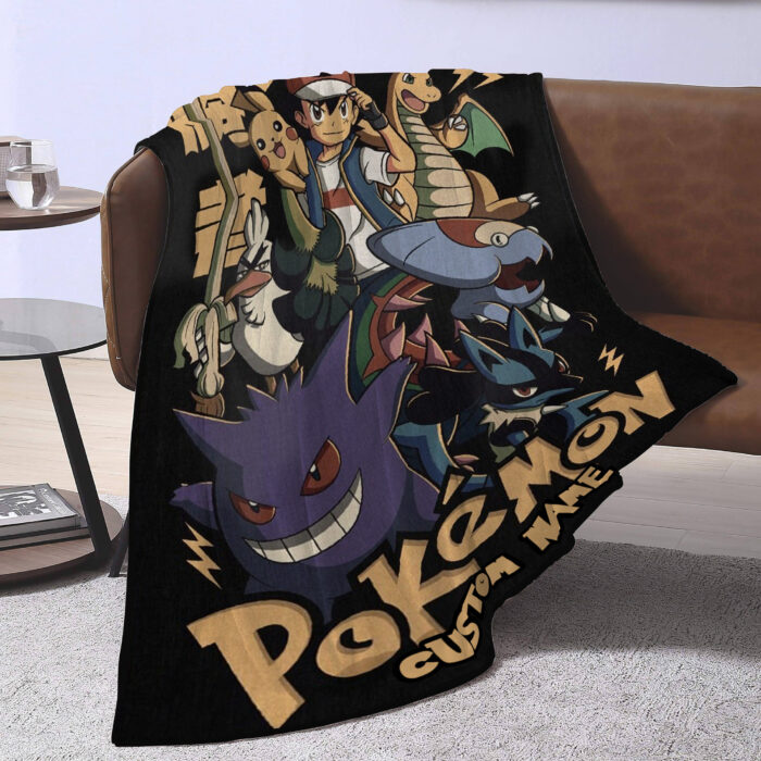 Personalized Anime Hand Woven Blanket, Pokemon Blanket, Custom Name Anime Blanket - Image 2