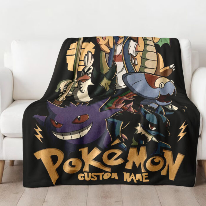 Personalized Anime Hand Woven Blanket, Pokemon Blanket, Custom Name Anime Blanket - Image 3