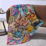 Personalized Pokemon Eevee Woven Throw Blanket, Pokemon Blanket, Custom Name Anime Blanket - Image 2