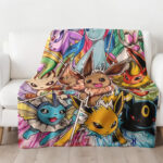 Personalized Pokemon Eevee Woven Throw Blanket, Pokemon Blanket, Custom Name Anime Blanket - Image 4