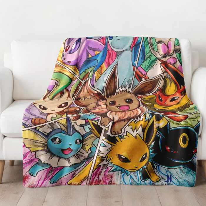 Personalized Pokemon Eevee Woven Throw Blanket, Pokemon Blanket, Custom Name Anime Blanket - Image 4
