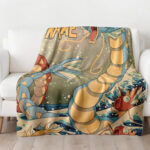 Personalized Great Wave Dragon Blanket, Gyarados Art Woven Tapestry Poison Manga, Pokemon Blanket, Custom Name Anime Blanket - Image 3