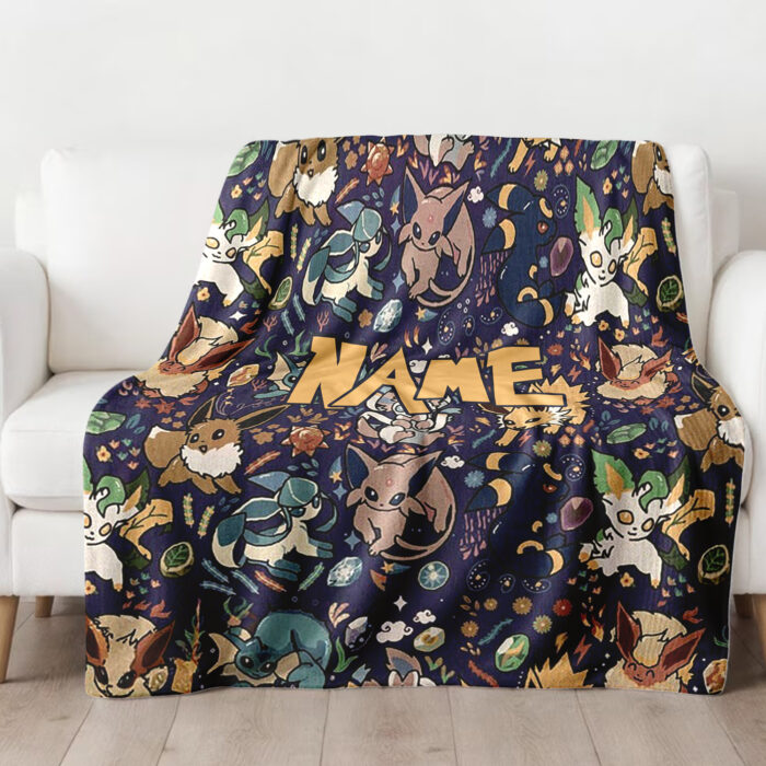 Personalized Anime Hand Woven Blanket Ghost Pokemon, Pokemon Blanket, Custom Name Anime Blanket - Image 2