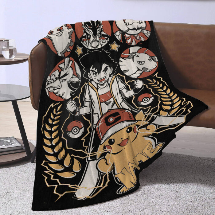 Personalized Anime Hand Woven Blanket Manga Tapestry, Pokemon Blanket, Custom Name Anime Blanket - Image 3