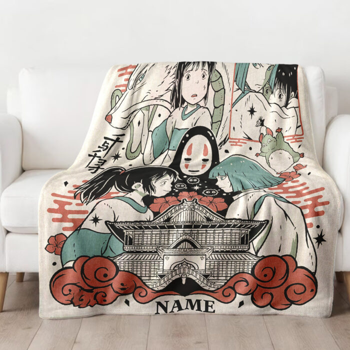 Personalized Anime Hand Woven Blanket Manga Tapestry, Spirited Away Blanket, Custom Name Ghibli Blanket - Image 2