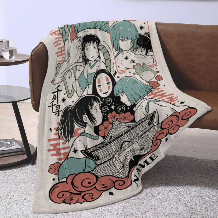 Personalized Anime Hand Woven Blanket Manga Tapestry, Spirited Away Blanket, Custom Name Ghibli Blanket - Image 4
