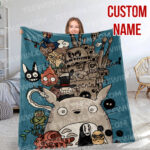 Personalized Anime Hand Woven Blanket Manga Tapestry, My Neighbor Totoro Blanket, Custom Name Ghibli Blanket