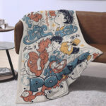 Personalized Anime Hand Woven Blanket Manga Tapestry, Ponyo On The Cliff By The Sea Blanket, Custom Name Ghibli Blanket - Image 3