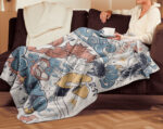 Personalized Anime Hand Woven Blanket Manga Tapestry, Ponyo On The Cliff By The Sea Blanket, Custom Name Ghibli Blanket - Image 4