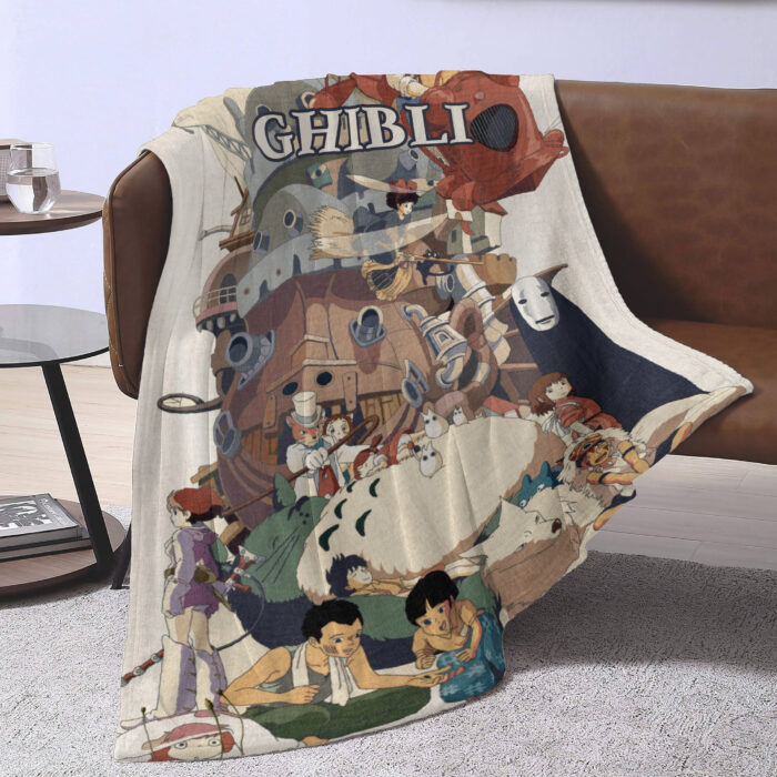 Personalized Anime Hand Woven Blanket Manga Tapestry, Howl’s Moving Castle Blanket, Custom Name Ghibli Blanket - Image 3
