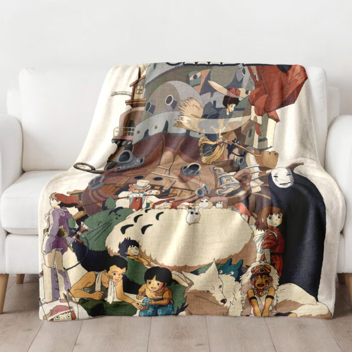 Personalized Anime Hand Woven Blanket Manga Tapestry, Howl’s Moving Castle Blanket, Custom Name Ghibli Blanket - Image 4
