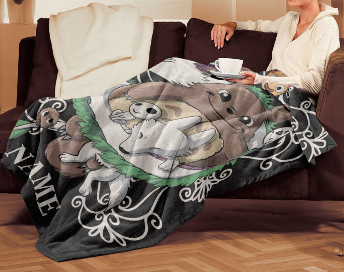 Personalized Anime Hand Woven Blanket Manga Tapestry, Custom Name Ghibli Blanket - Image 2