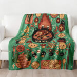 Personalized Anime Hand Woven Blanket Manga Tapestry, Fanart Hotpot Kawaii Blanket, Custom Name Ghibli Blanket - Image 3