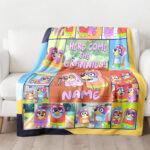 Personalized Bluey Family Baby Blanket, Bluey Family Soft Blankets, Bluey and Bingo Birthday Blanket, Bluey Family Blanket for Kid - Image 3