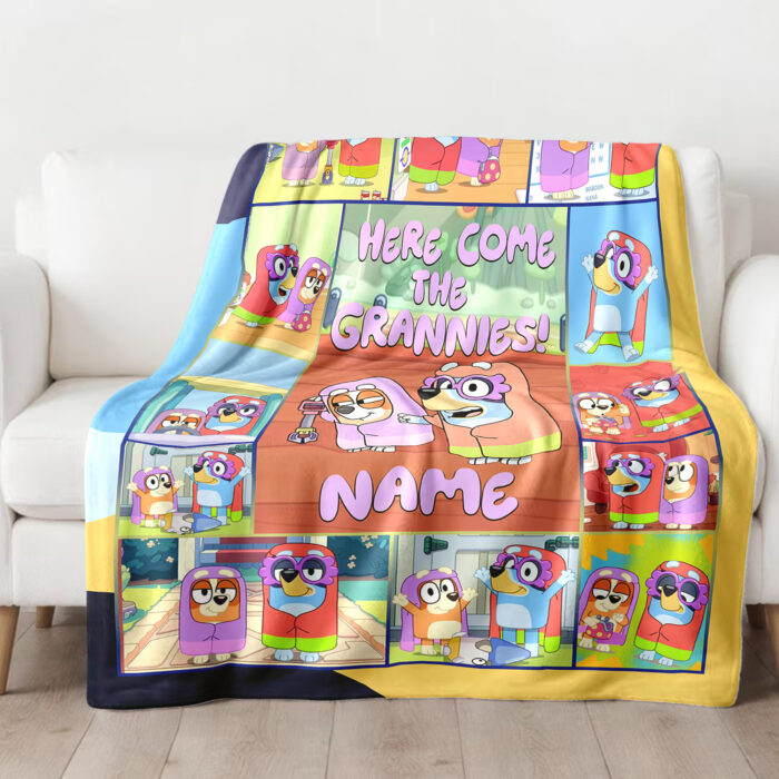 Personalized Bluey Family Baby Blanket, Bluey Family Soft Blankets, Bluey and Bingo Birthday Blanket, Bluey Family Blanket for Kid - Image 3