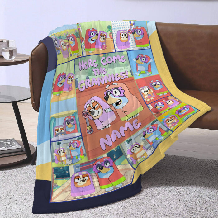 Personalized Bluey Family Baby Blanket, Bluey Family Soft Blankets, Bluey and Bingo Birthday Blanket, Bluey Family Blanket for Kid - Image 4